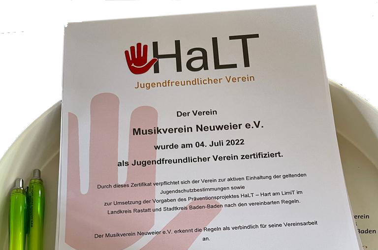 Urkunde Projekt Halt 450